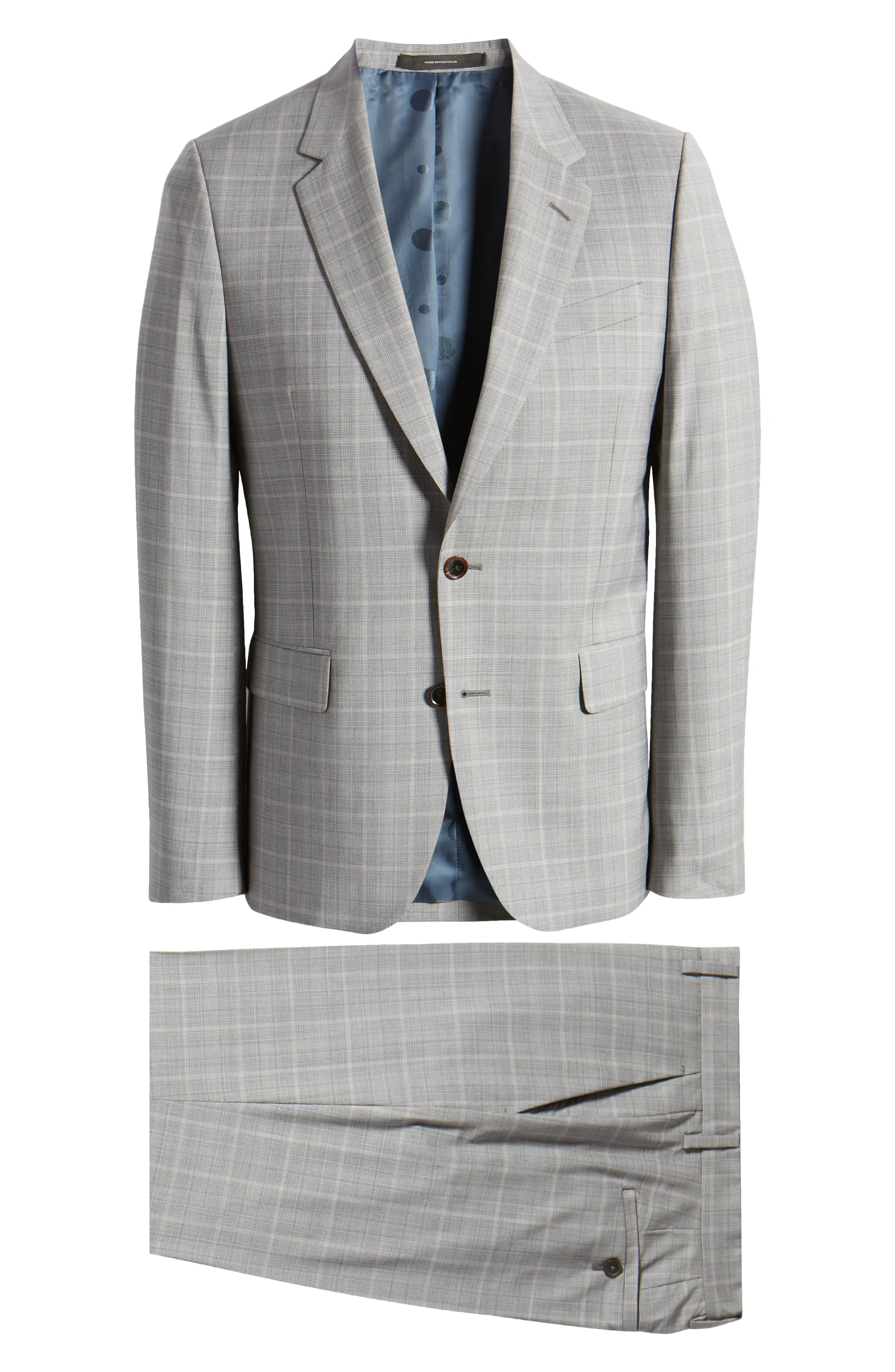 Tailored Fit Plaid Wool Suit - 1