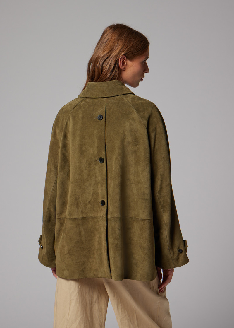 Women's Olive Suede Swing Jackets 15