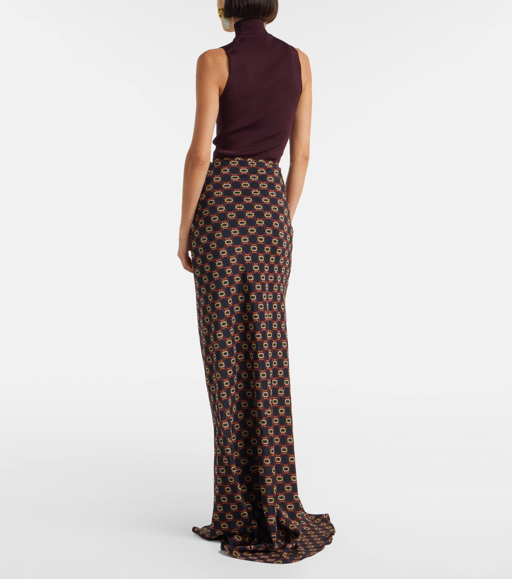 Draped printed silk skirt - 3