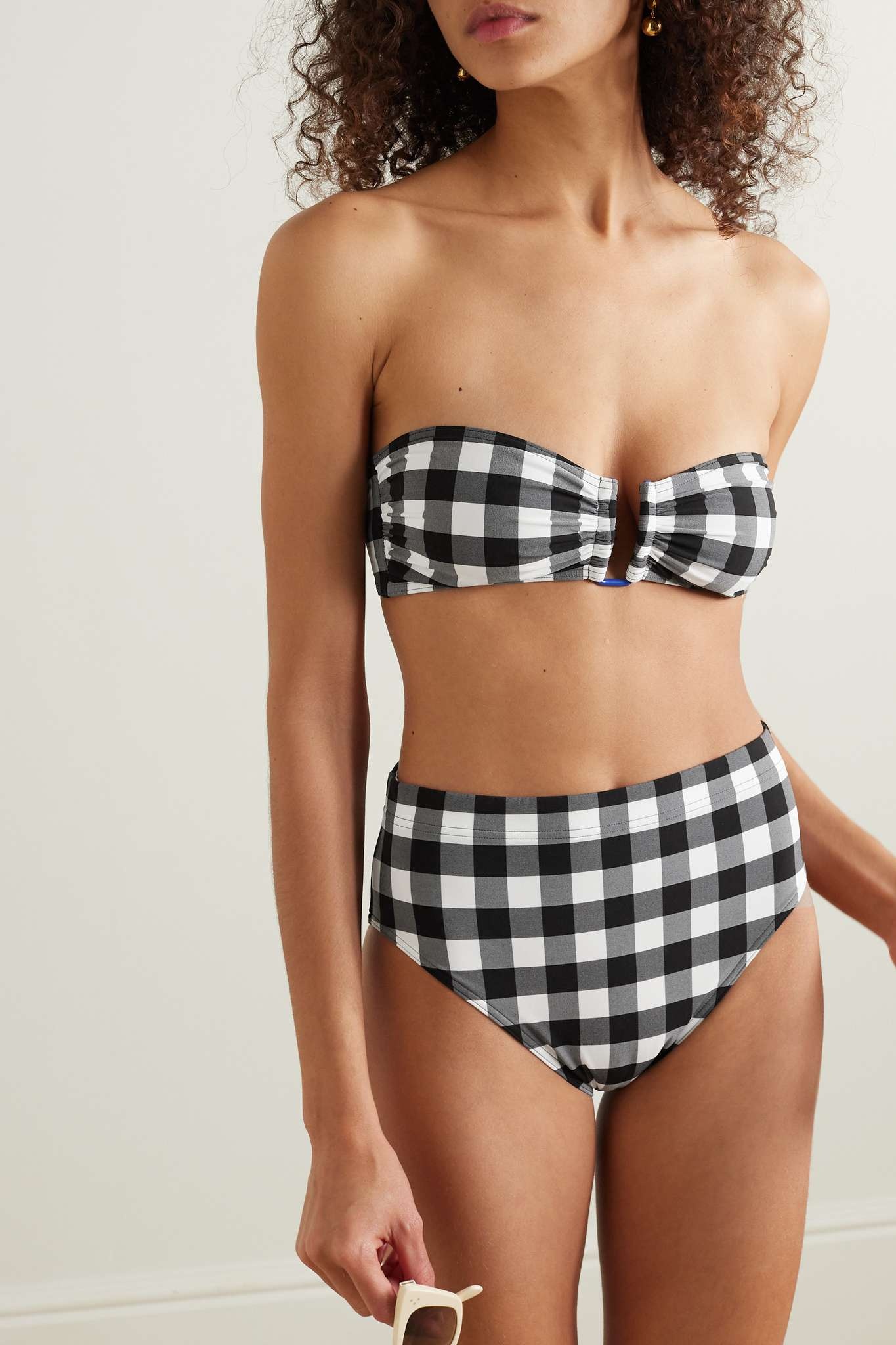 Cube gingham bandeau bikini top - 2