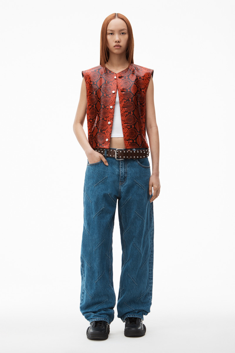 Alexander Wang super EZ low rise embossed logo jean outlook