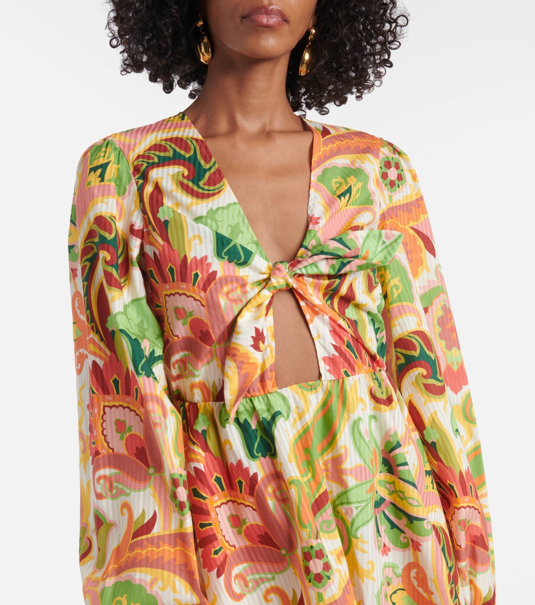 Floral cotton and silk minidress - 4