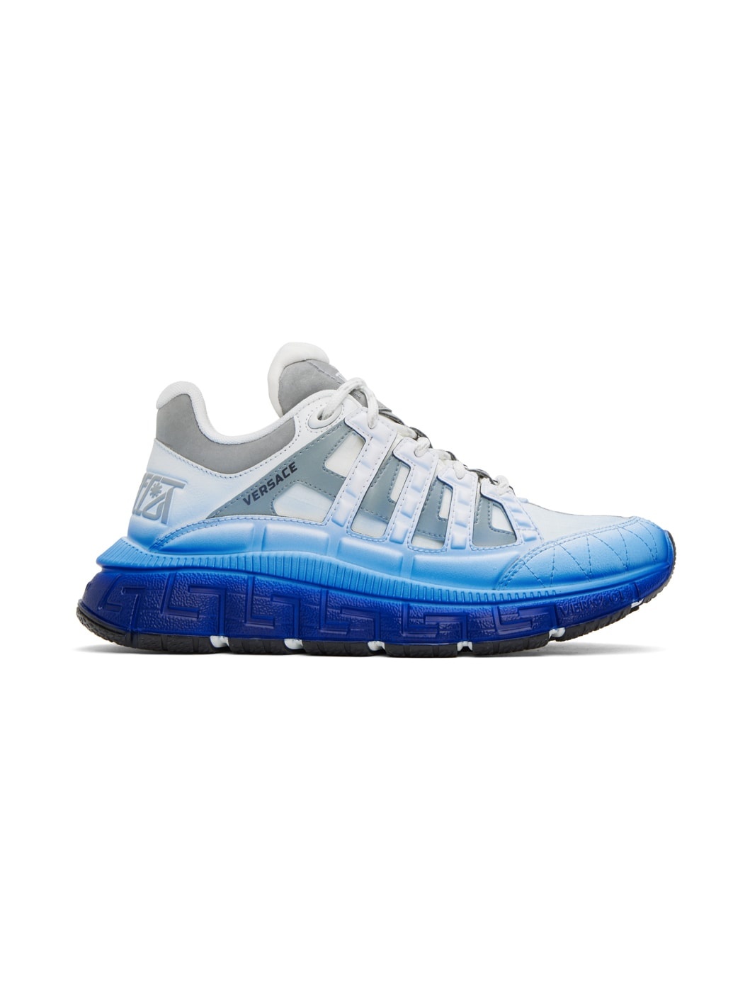 White & Blue Trigreca Sneakers - 1