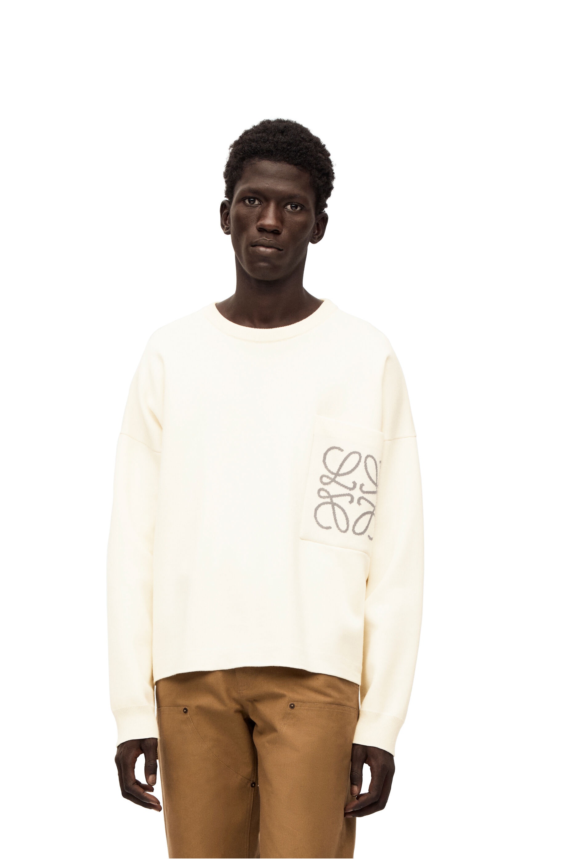 LOEWE｜ROUND NECK KNITS (Anagram pocket sweater in cotto Anagram pocket sweater in cotton blend Blue - LOEWE