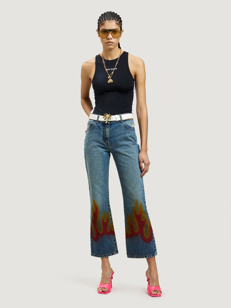 Palm Angels BURNING FLARED DENIM PANTS outlook
