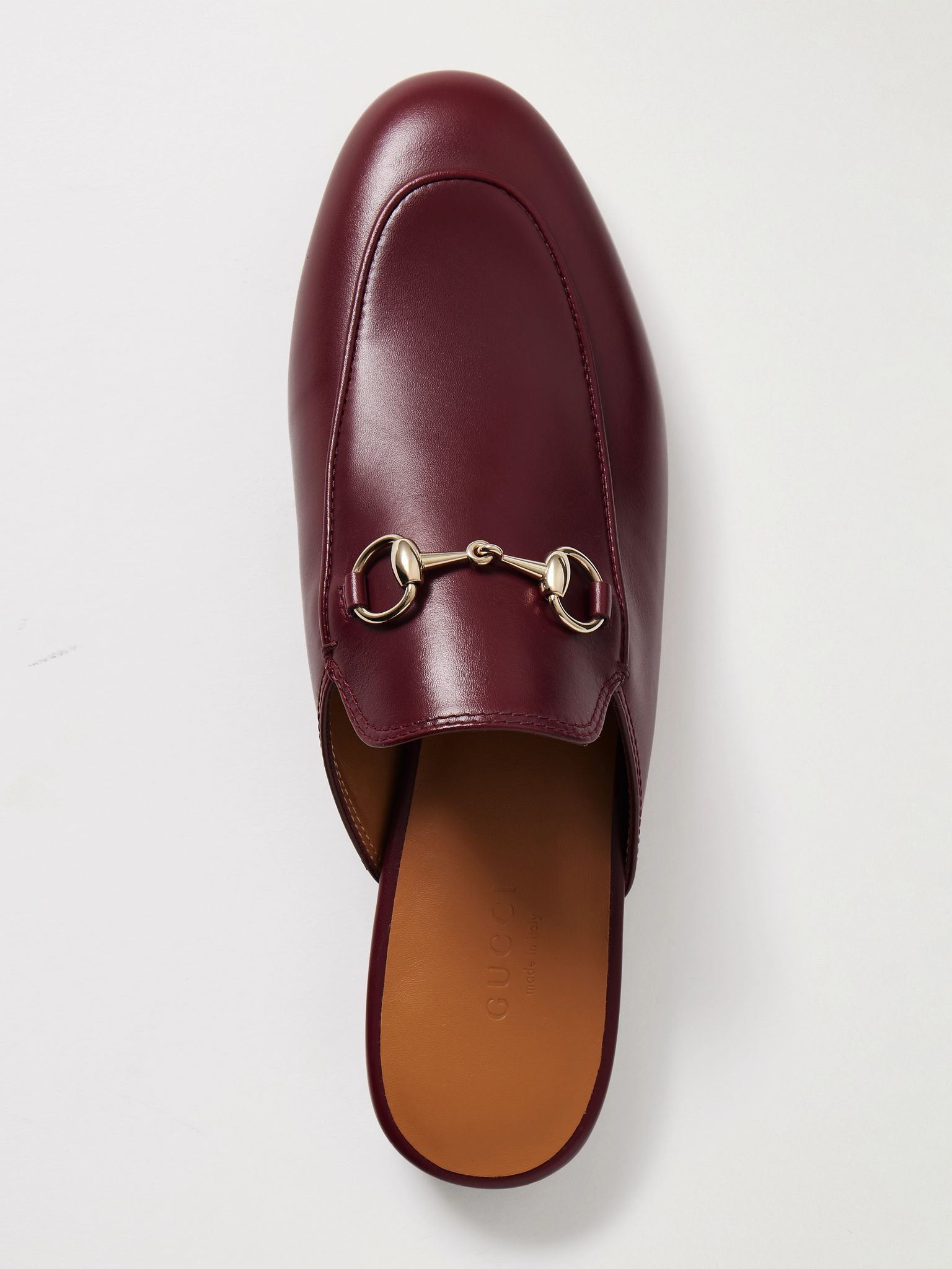 Princetown horsebit-detailed leather slippers Burgundy - 5