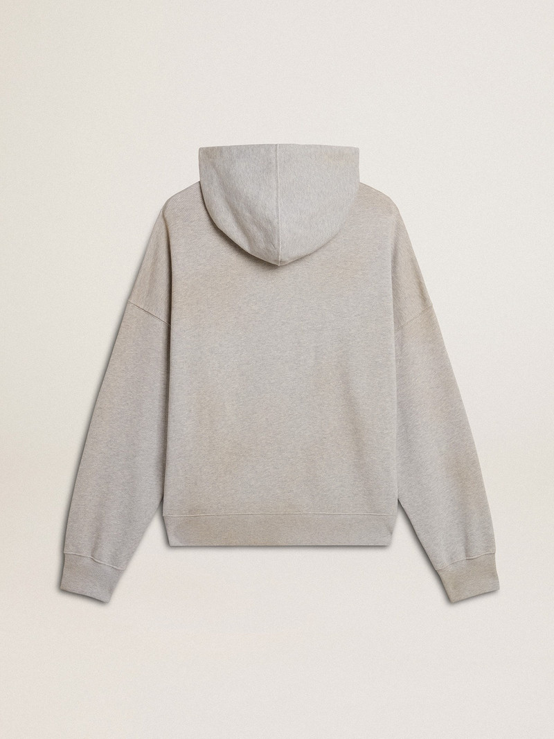 Hooded sweatshirt in worn gray with embroidered vintage logo 6