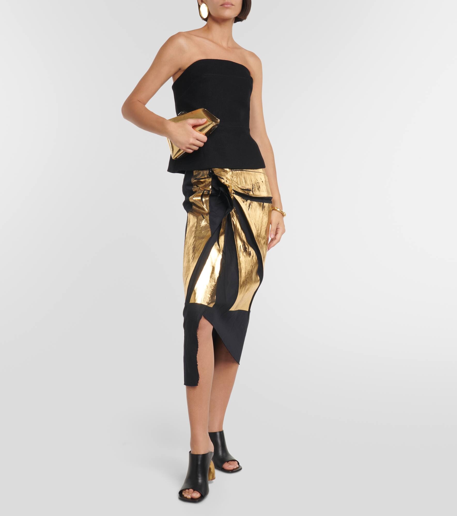 Dries Van Noten Sinam cotton and linen midi skirt | REVERSIBLE
