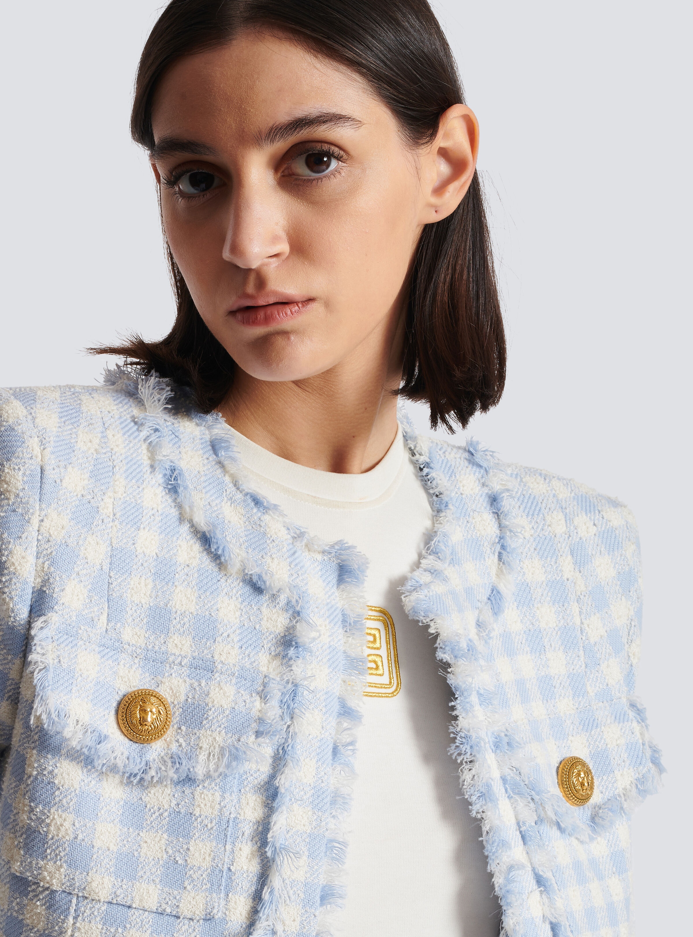 Gingham tweed jacket - 6