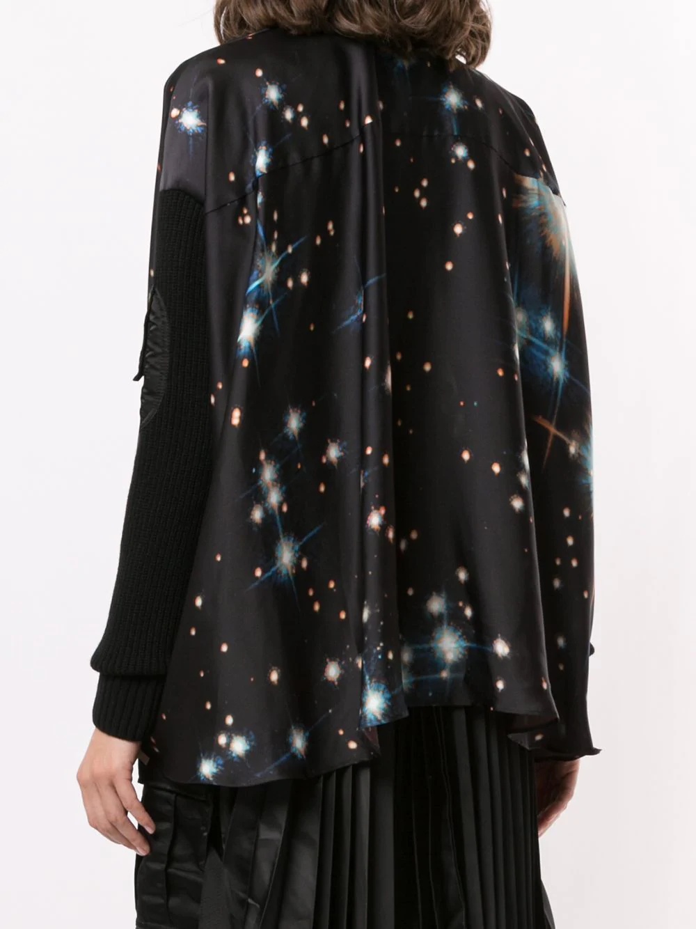 universe-print asymmetric blouse - 4