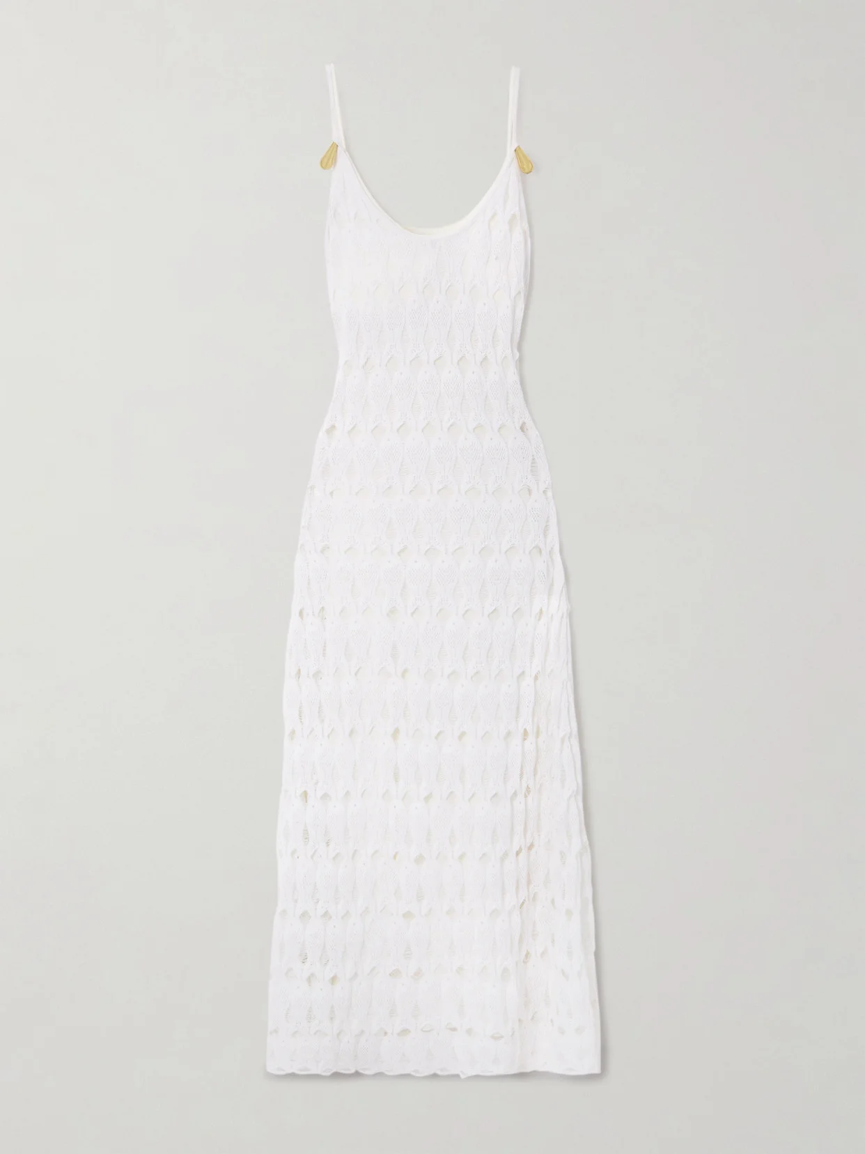 Embellished Open-knit Cotton And Silk-blend Midi Dress - 1