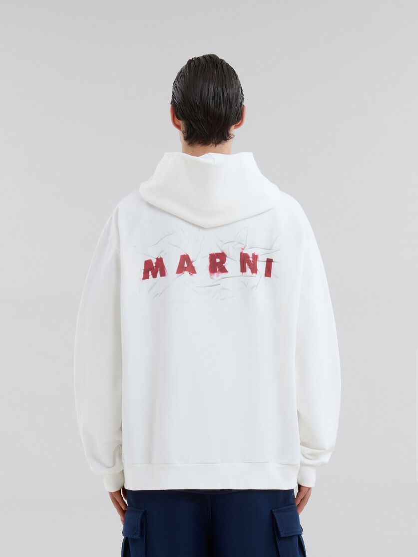 WHITE ORGANIC COTTON HOODIE WITH WRINKLED MARNI LOGO - 3