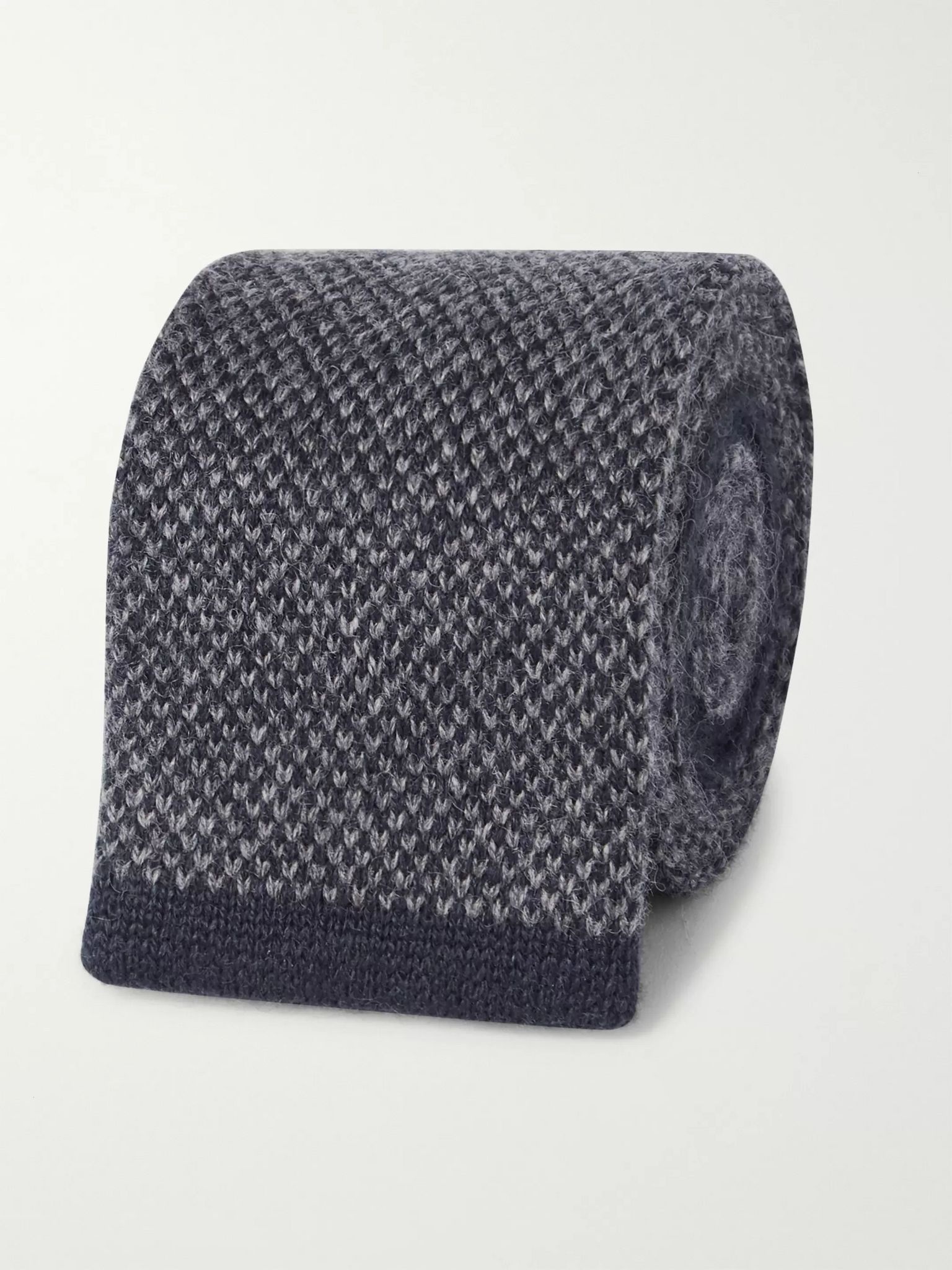 5.5cm Contrast-Tipped Mélange Knitted Cashmere Tie - 1