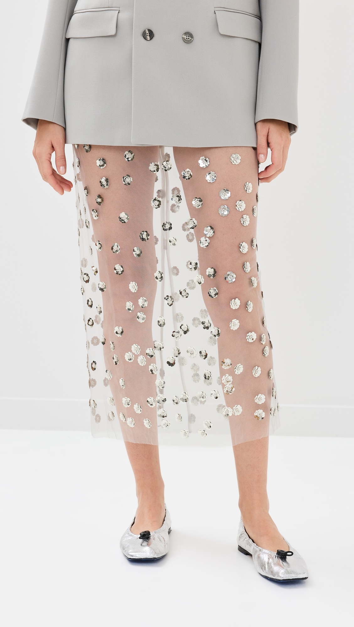 CECILIE BAHNSEN Gus Skirt Sequin Blossom Tulle Clear