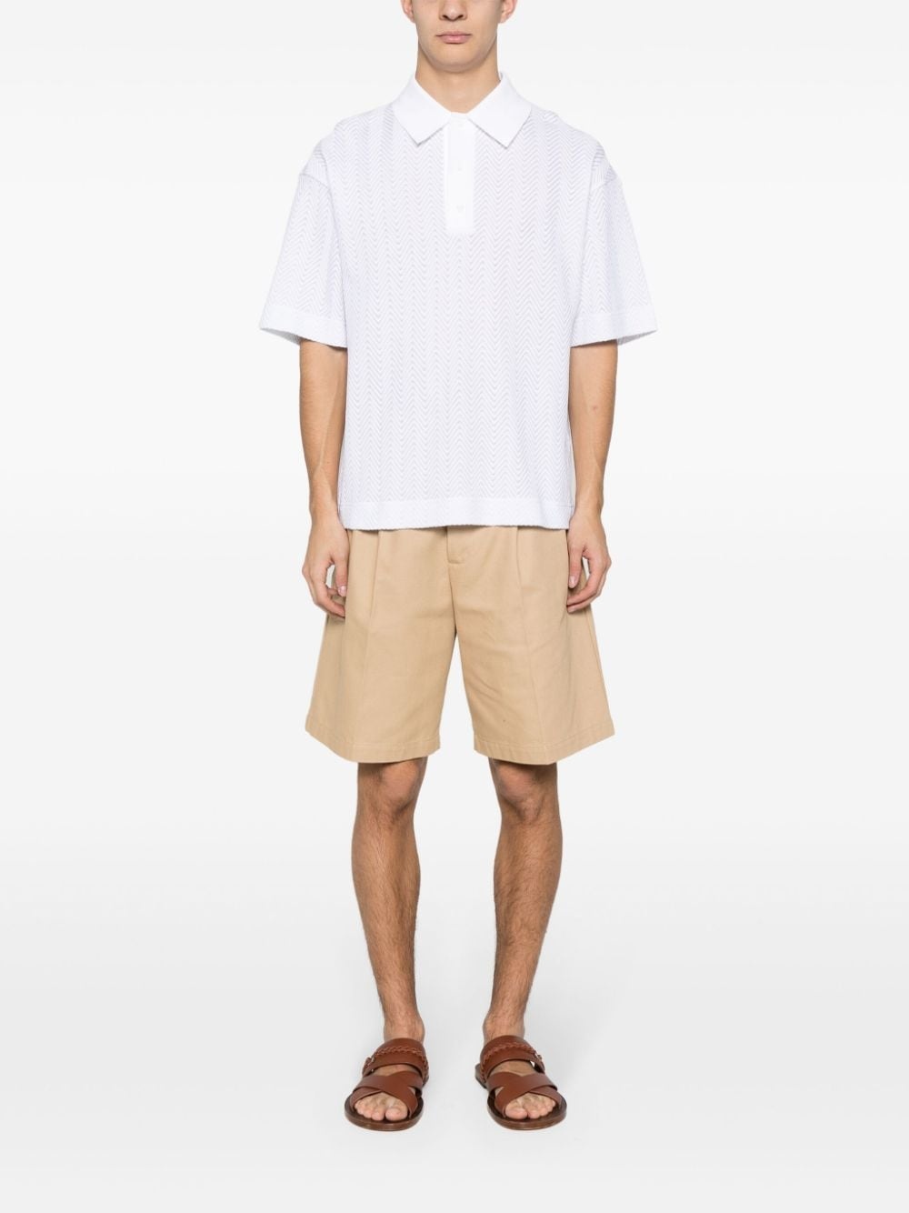 zigzag-woven polo shirt - 2