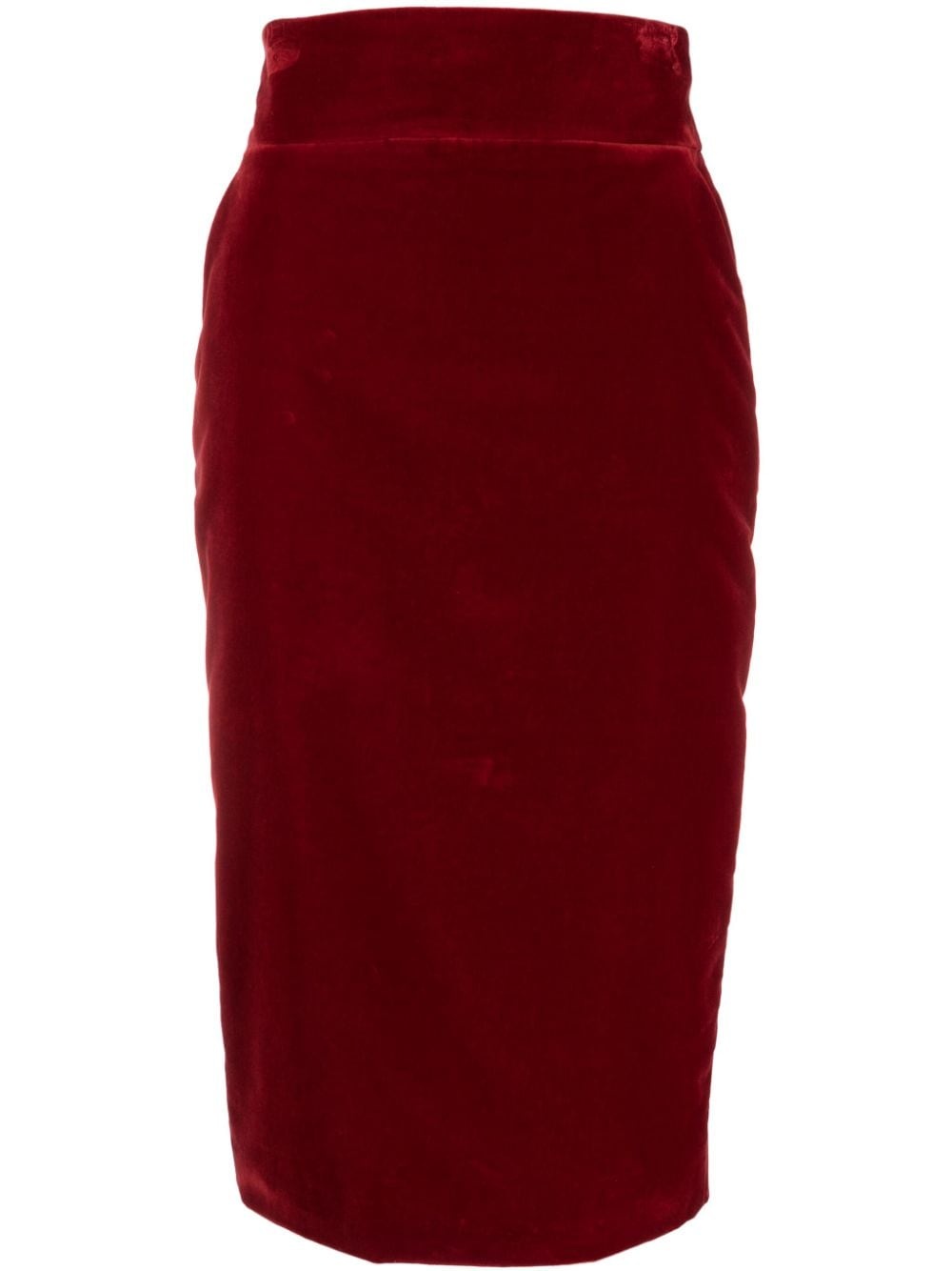 high-waisted cotton pencil skirt - 1