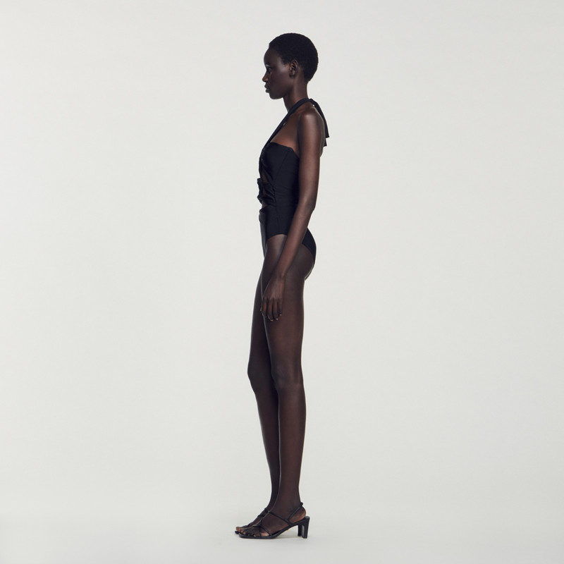 One-piece openwork swimsuit with ties 7