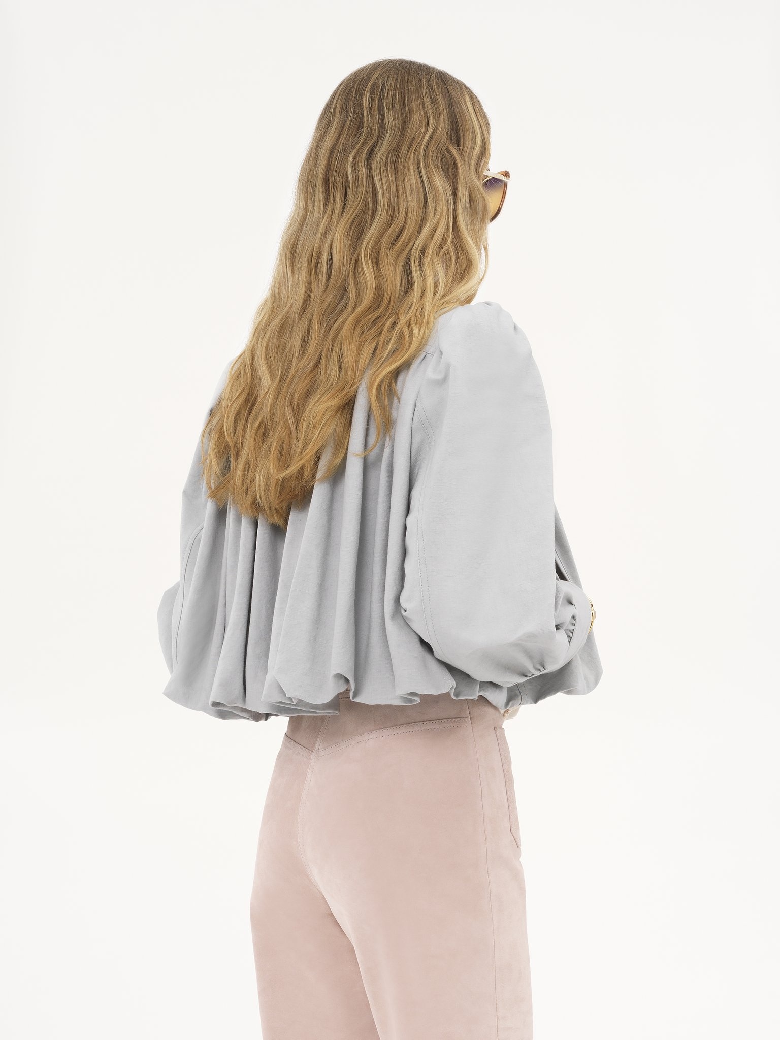 GATHERED BOULE JACKET IN COTTON CANVAS - 5