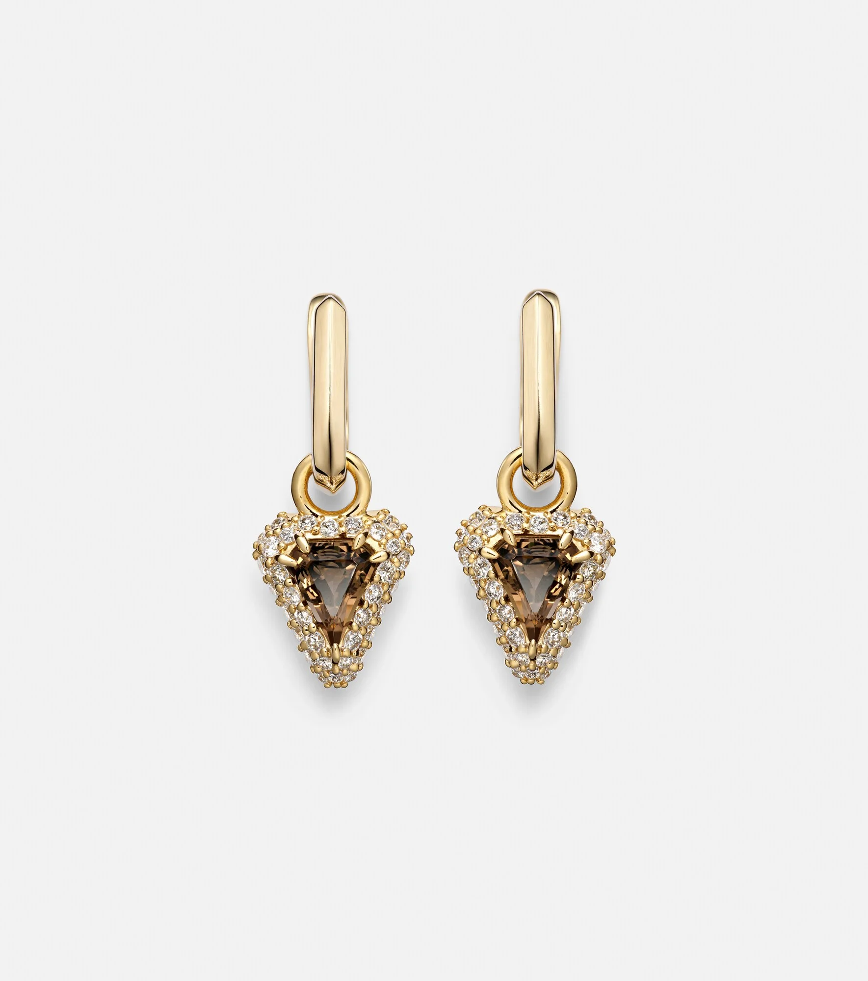 Power 14kt gold huggie earrings with diamonds and garnet - 1