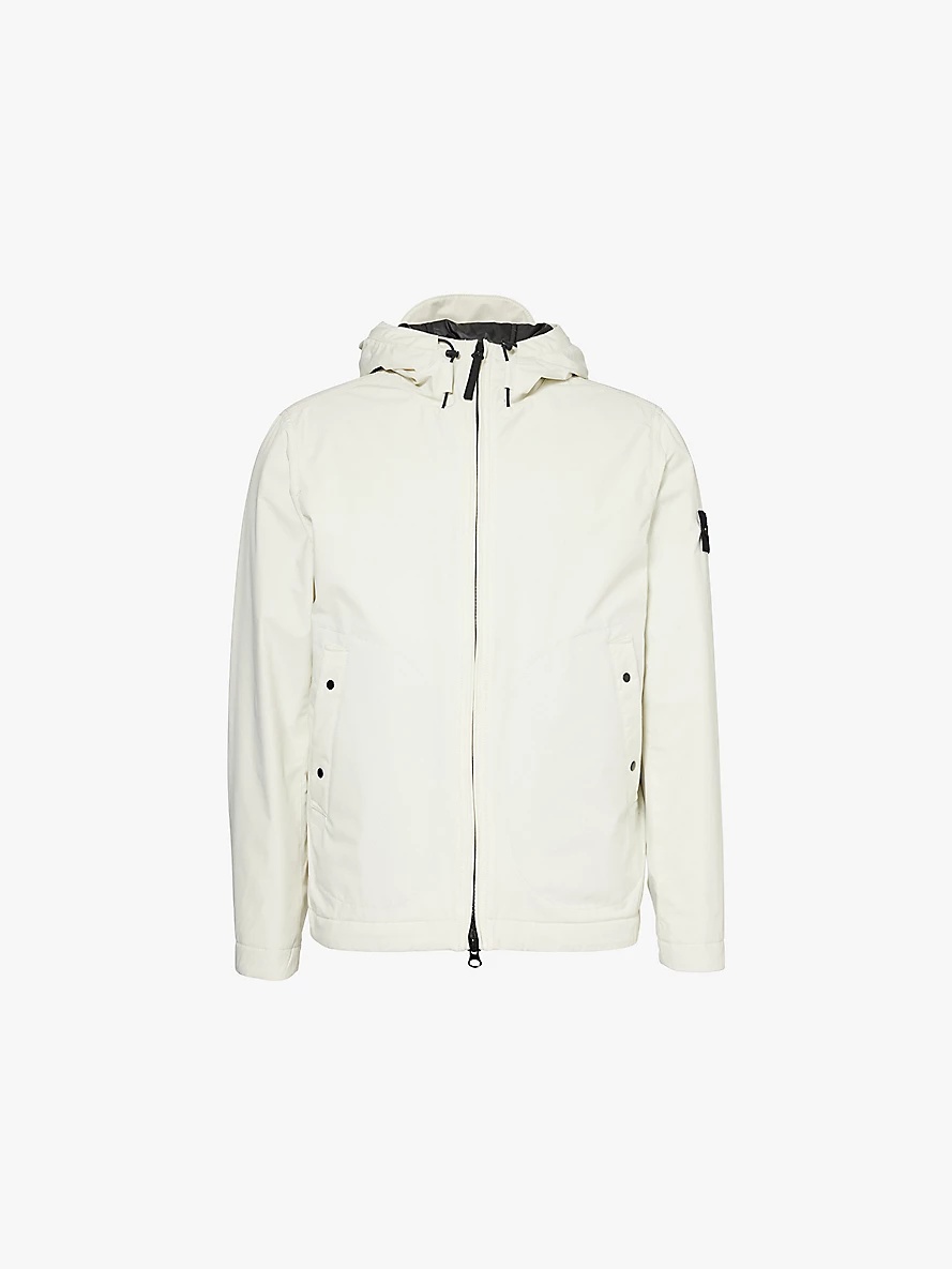 Brand-patch hooded stretch-woven jacket - 1