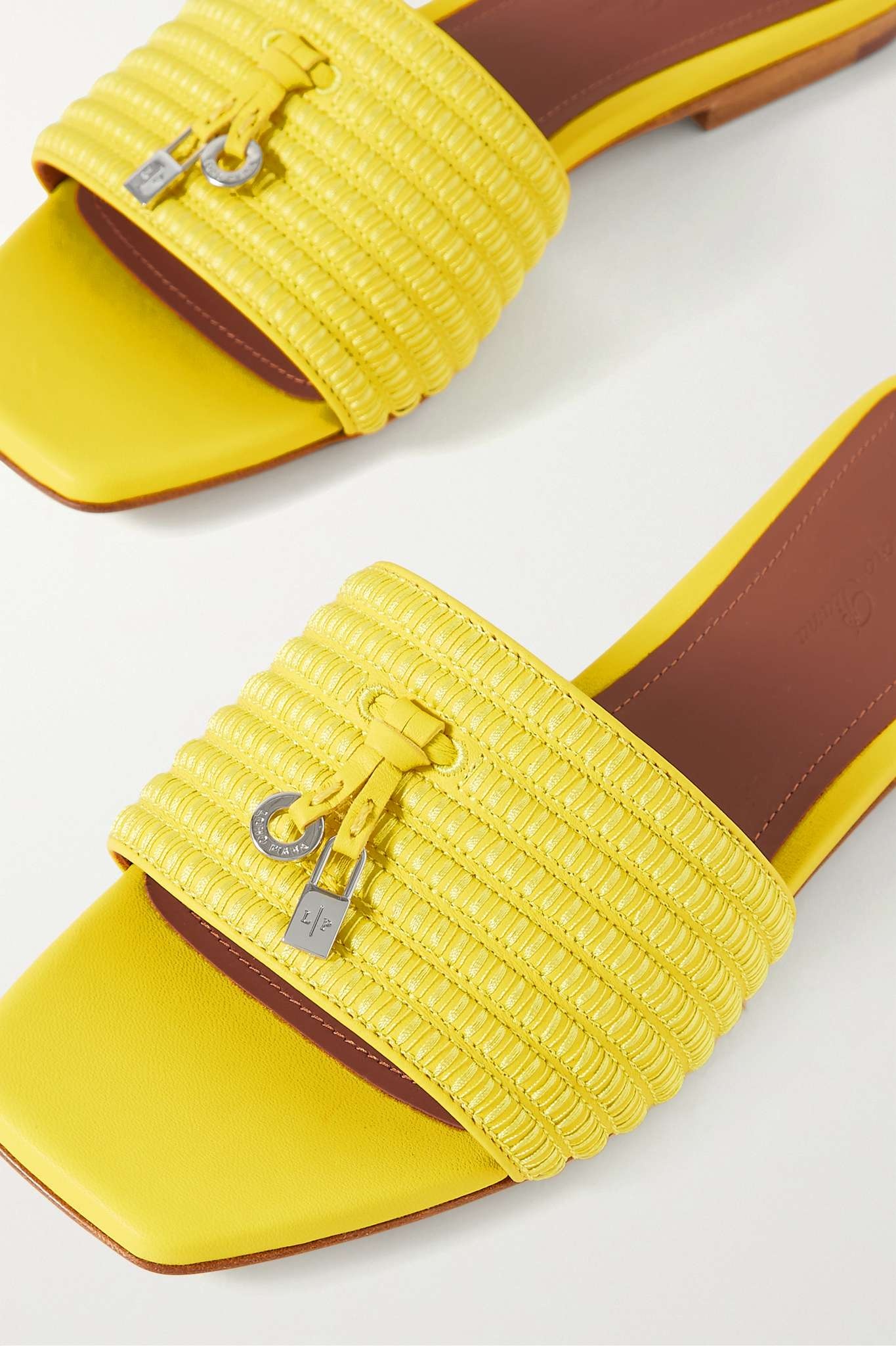 Charms Sprightly ribbed embroidered leather slides - 4