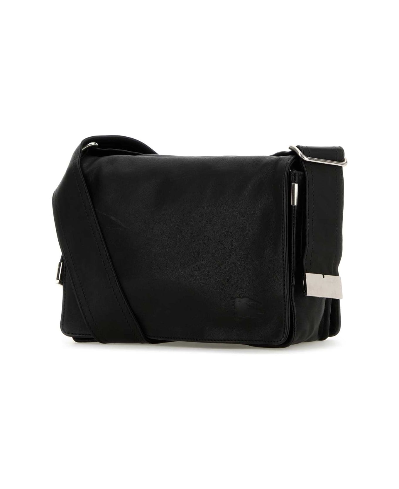 Black Leather Trench Crossbody Bag - 2