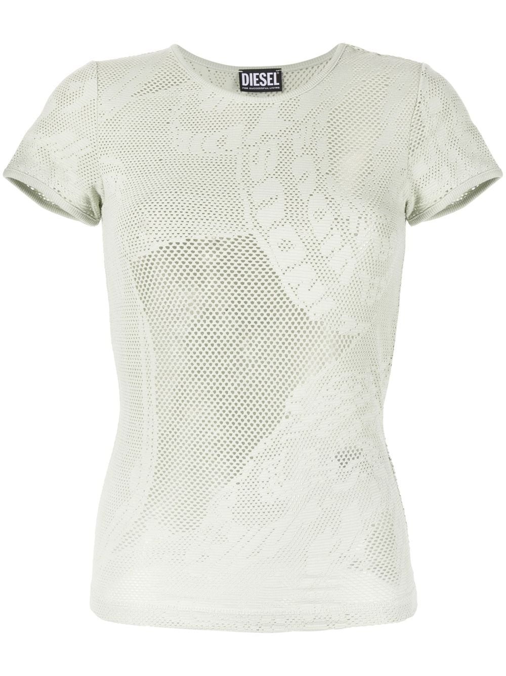 mesh-detailing knitted T-shirt - 1