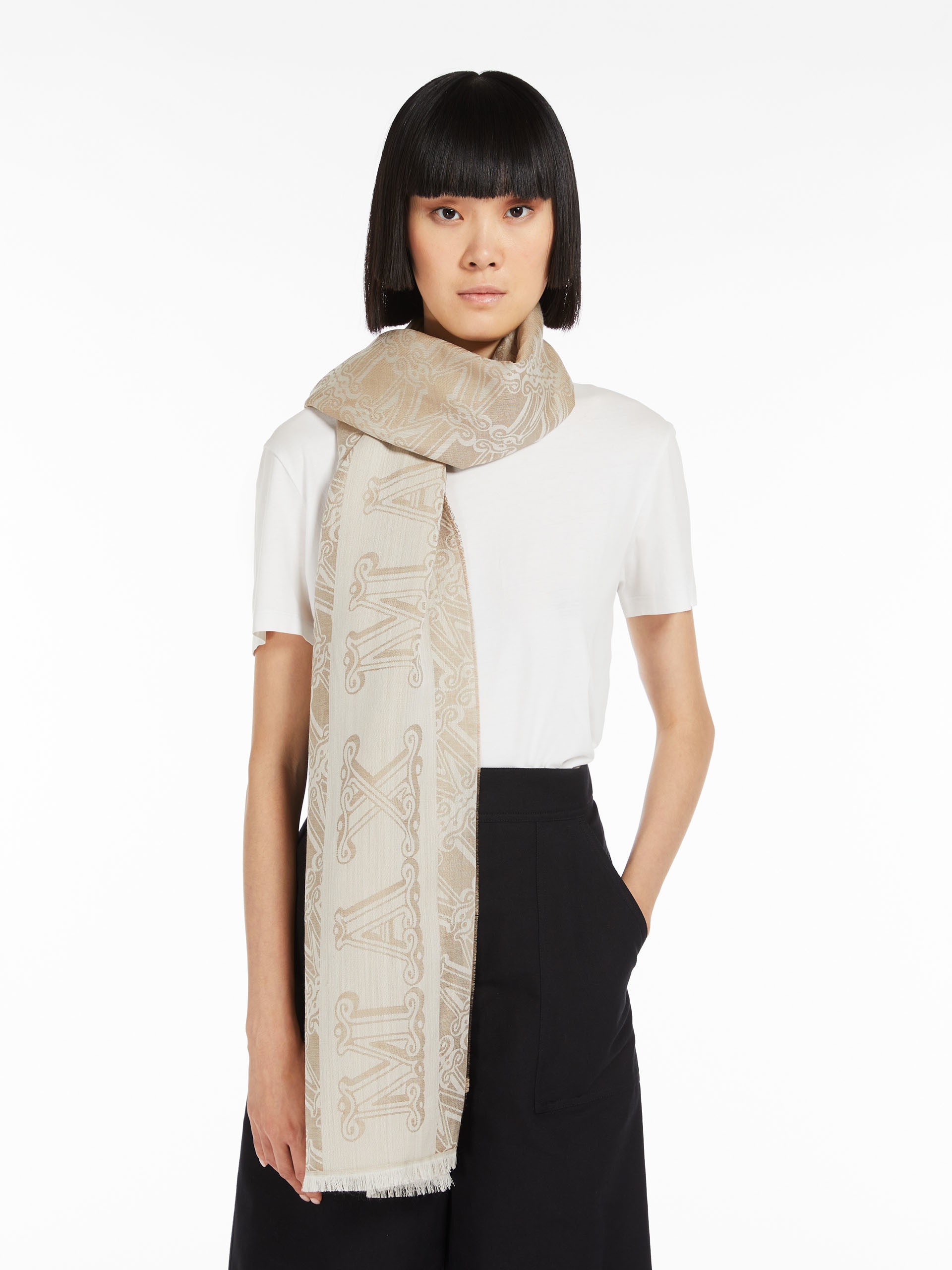 ELEONOR Jacquard-knit wool, silk and linen stole - 4
