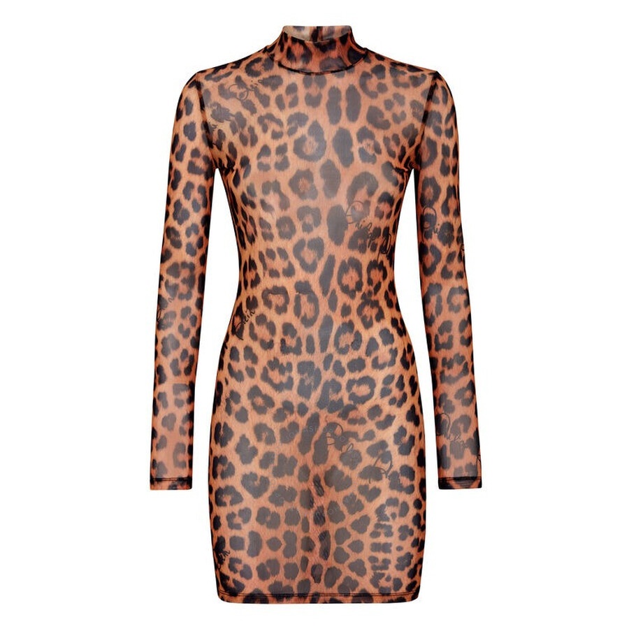 Philipp Plein Leopard Print Long-Sleeve Short Dress - 4