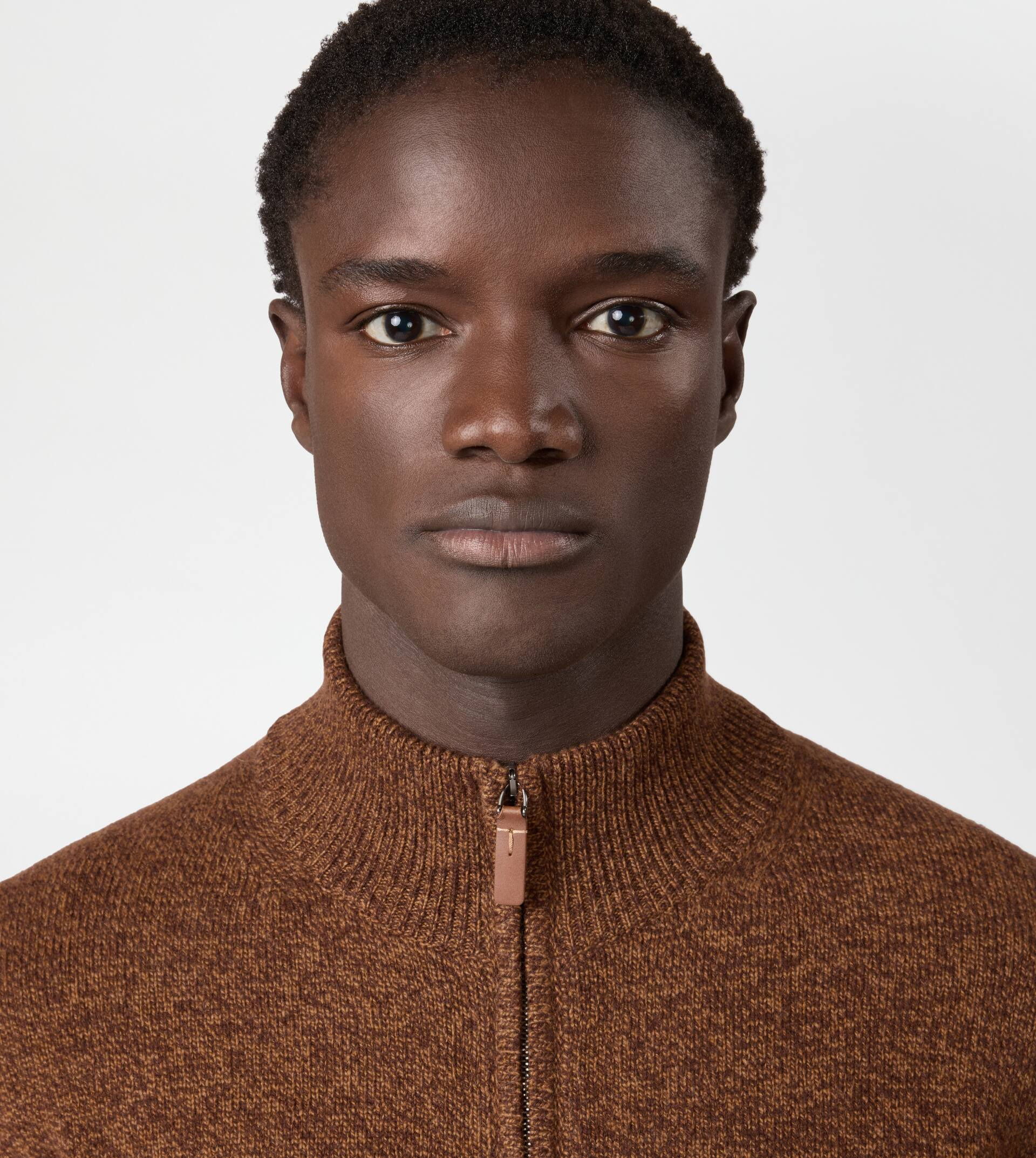 CASHMERE BLEND MOULINÉ CARDIGAN - BROWN - 4