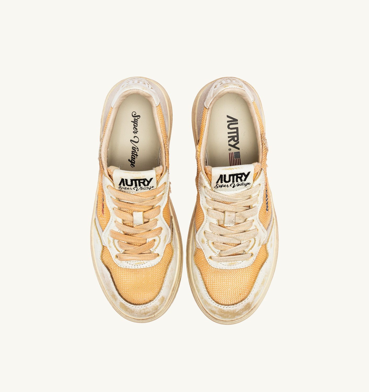 MEDALIST LOW SUPER VINTAGE SNEAKERS IN ORANGE AND WHITE LEATHER AND MESH - 5