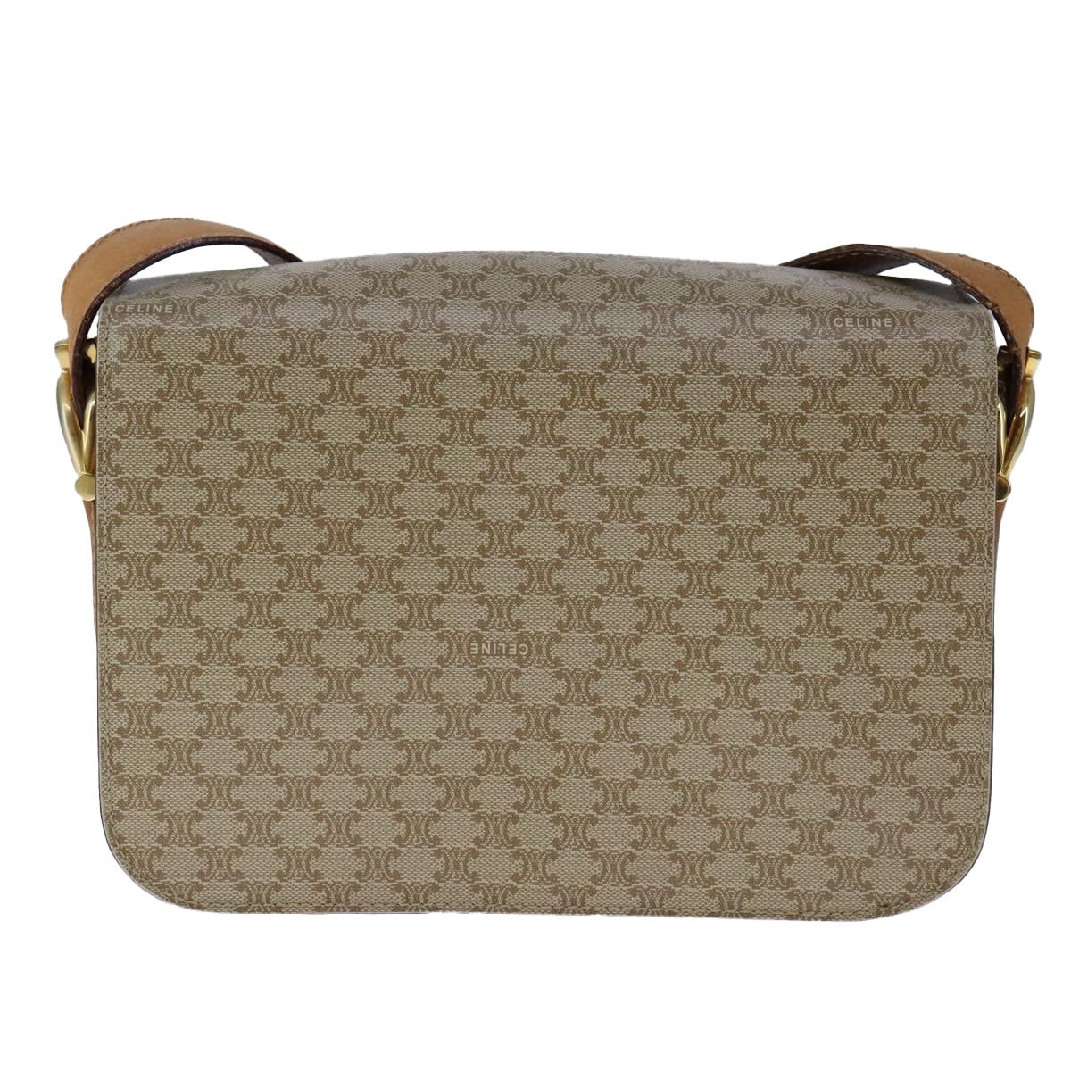 CELINE Macadam Canvas Shoulder Bag Pvc Beige Gold - 2