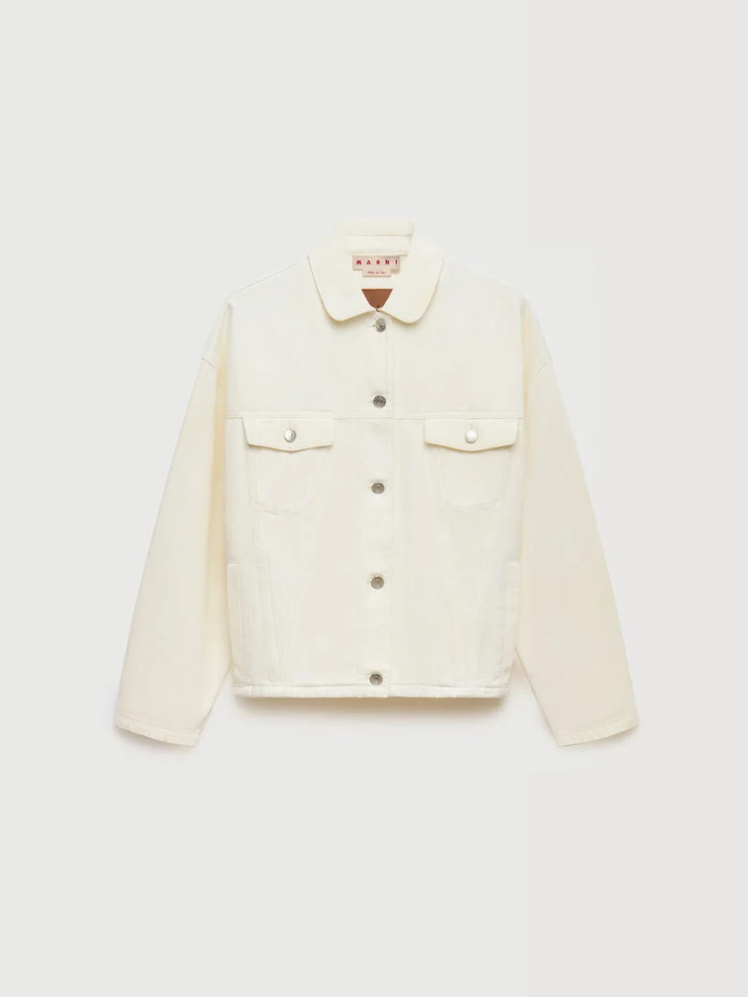 WHITE DENIM JACKET WITH MARTINGALE - 1