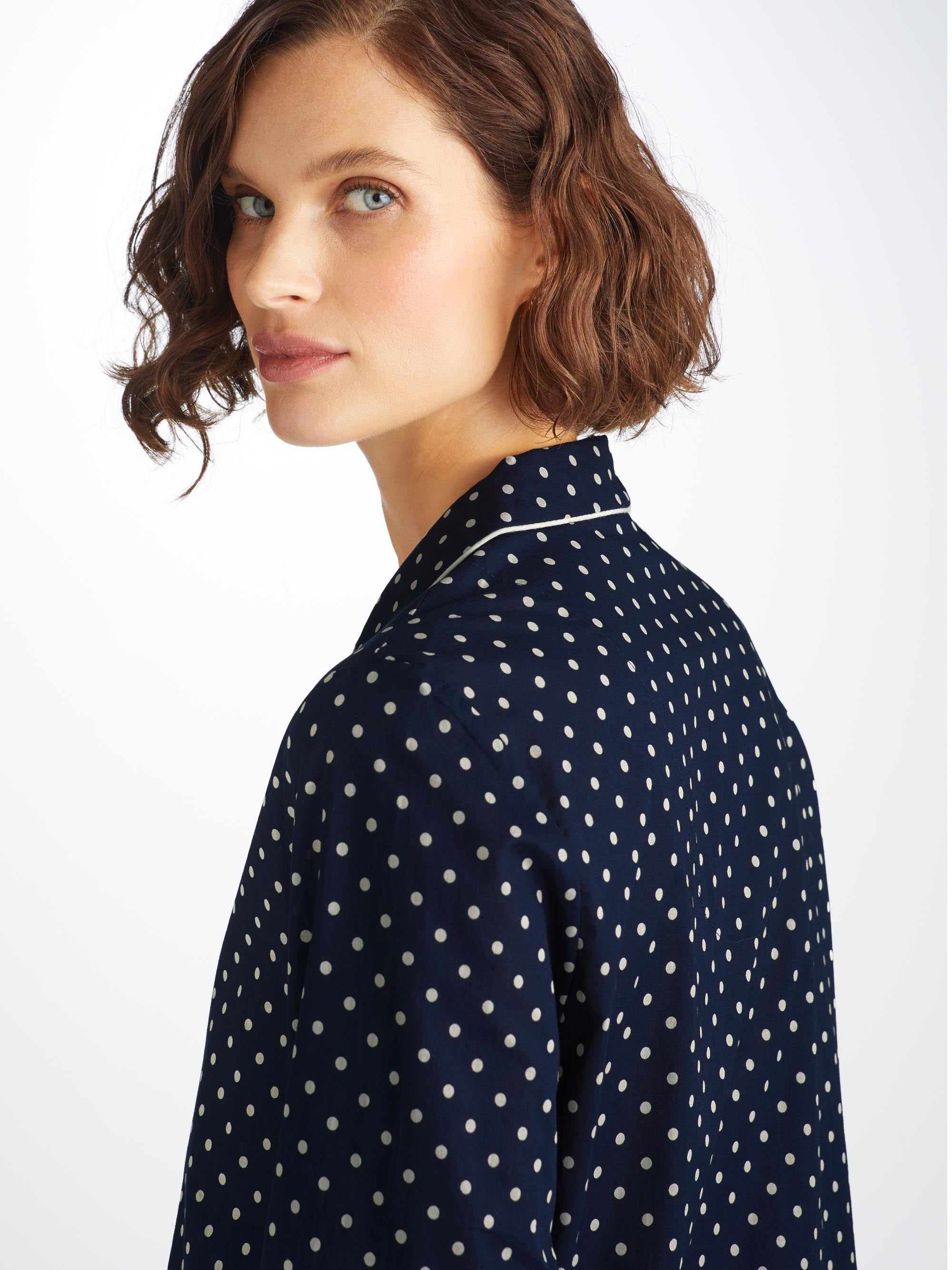 Women's Pajamas Cotton Batiste Navy Polka Dot Print - 10
