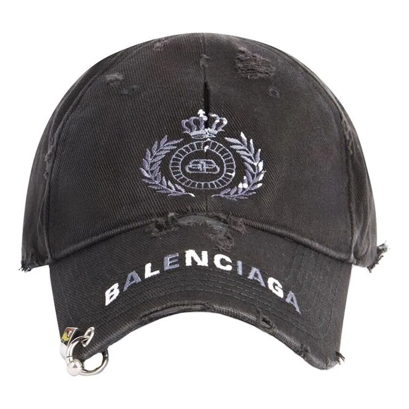 Balenciaga BB Destroyed Piercing Cap 'Black' 661887410B21077 - 1