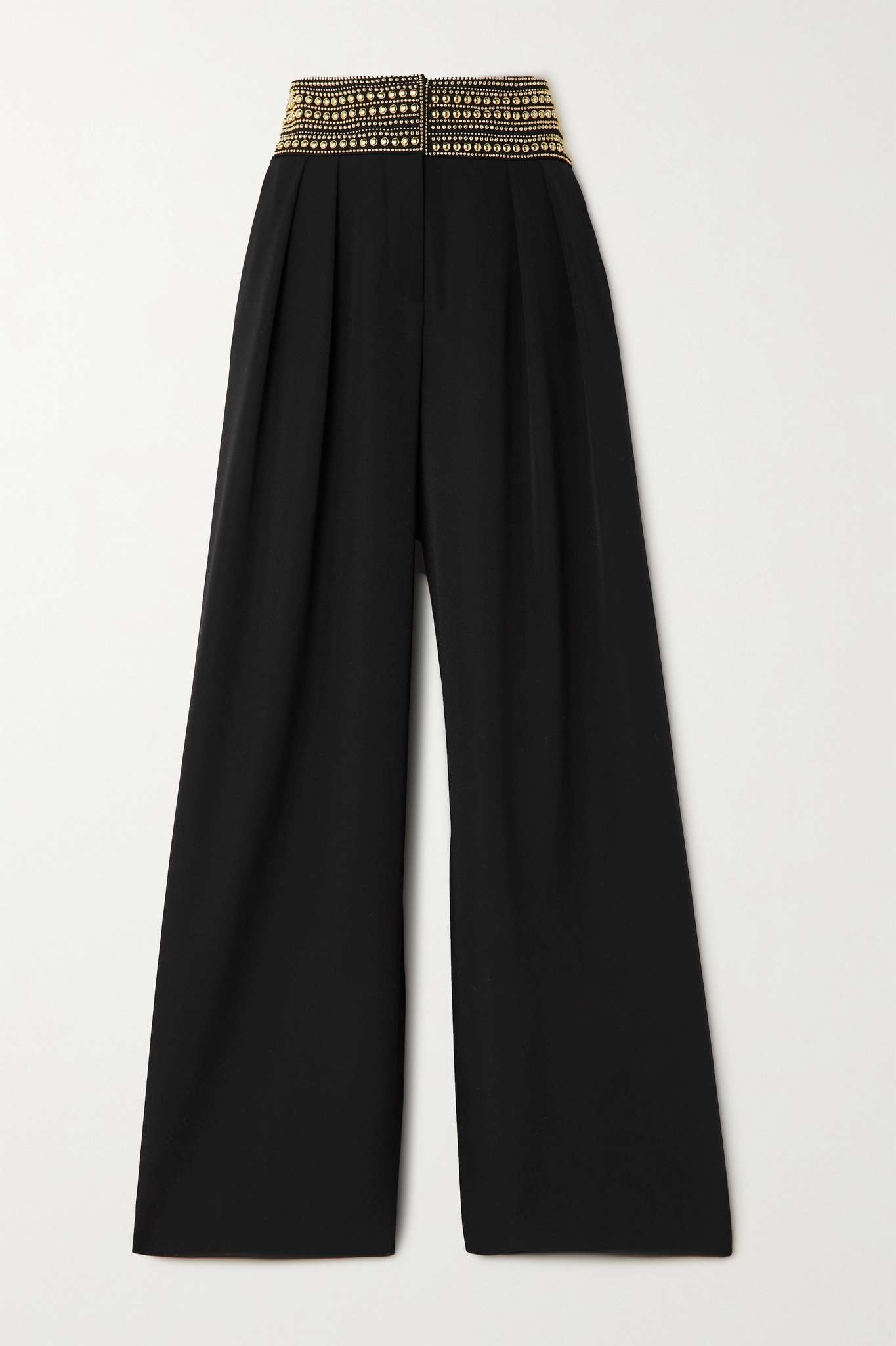 Studded grain de poudre wool wide-leg pants - 1