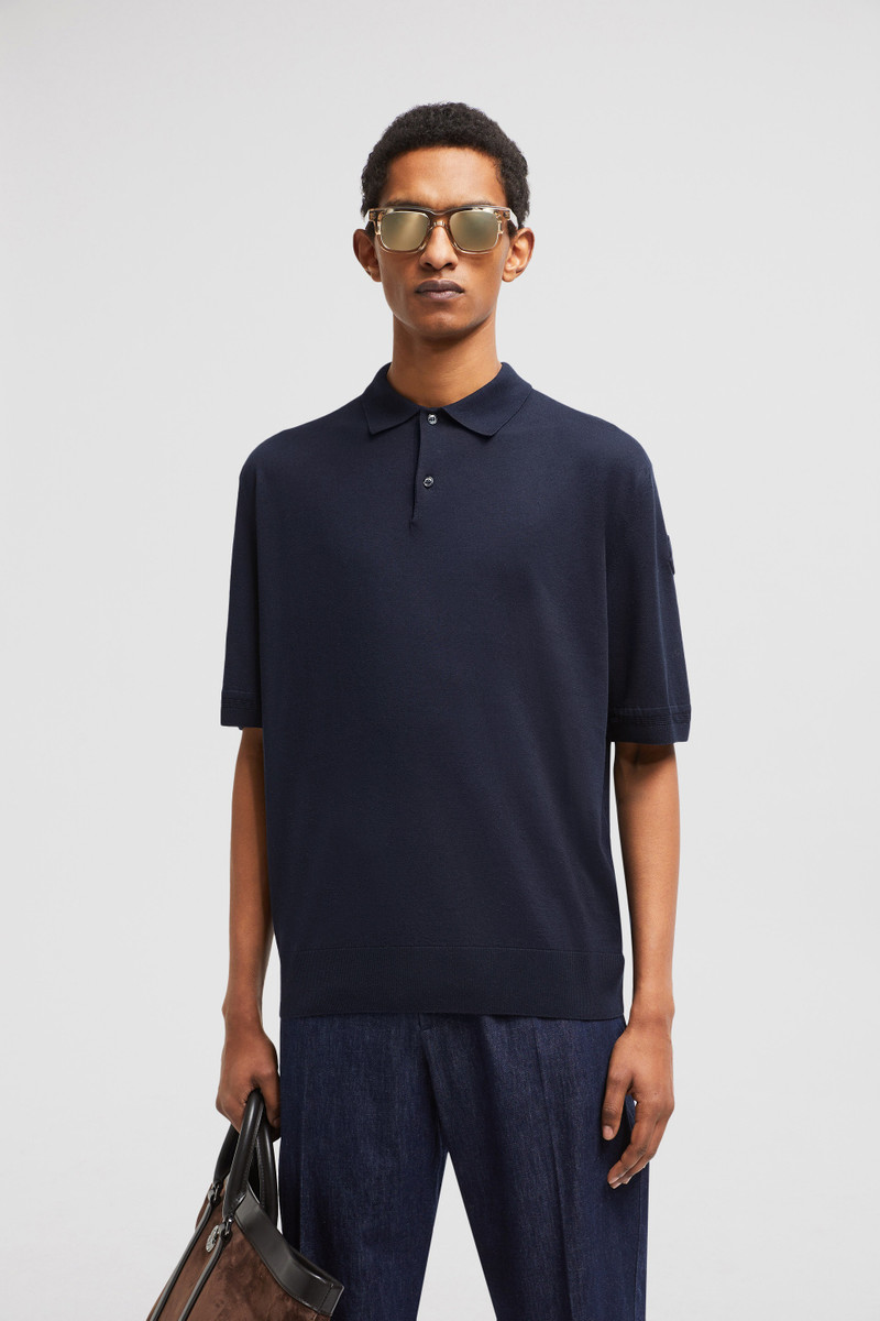 Moncler Silk & Linen Knit Polo Shirt outlook