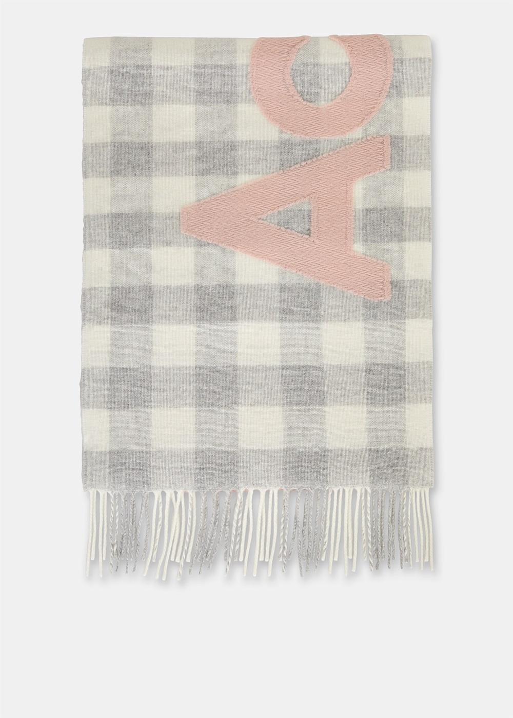 Grey & Pink Check Logo Scarf - 1