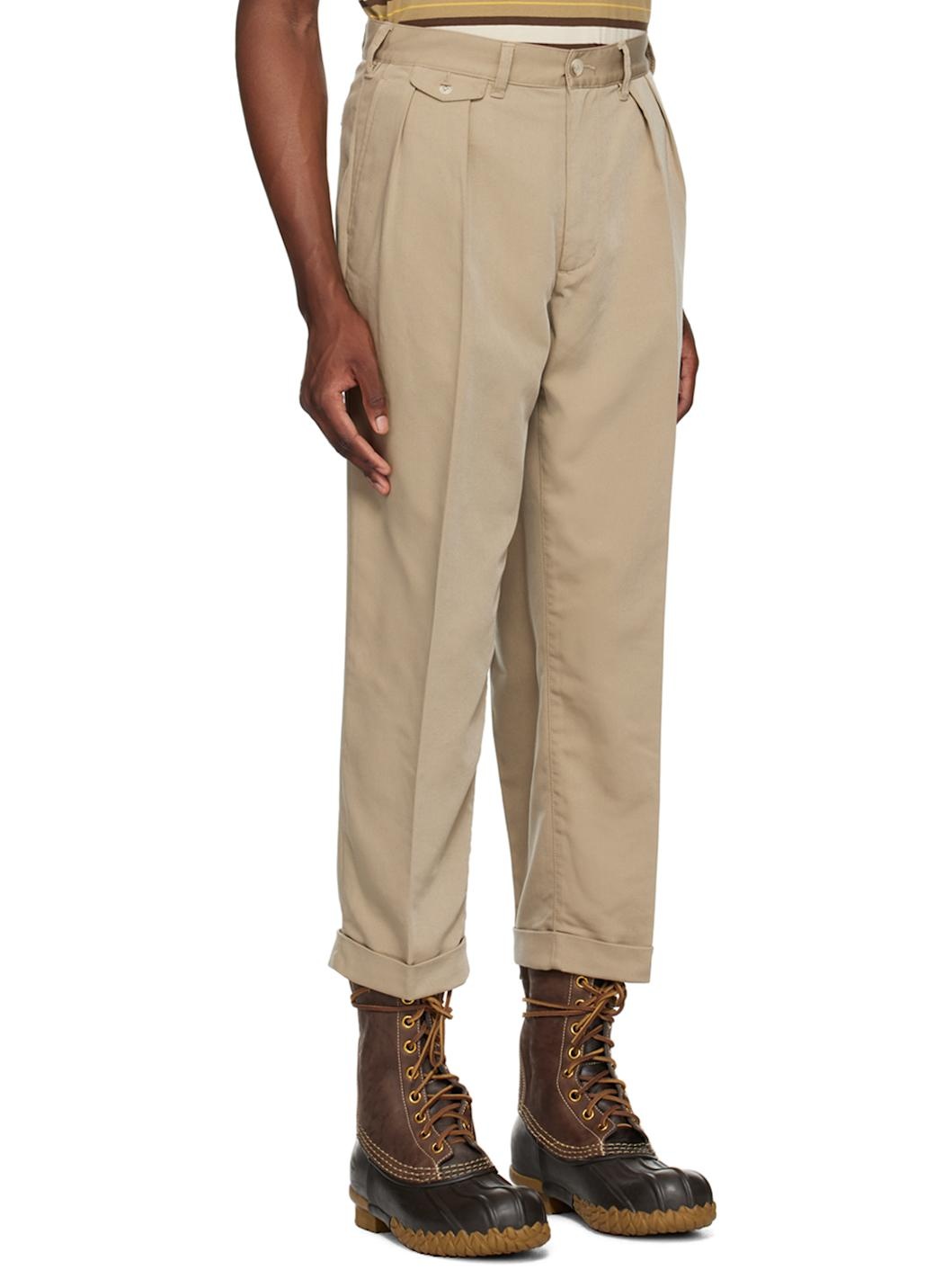 Beige 2 Pleats Trousers - 2