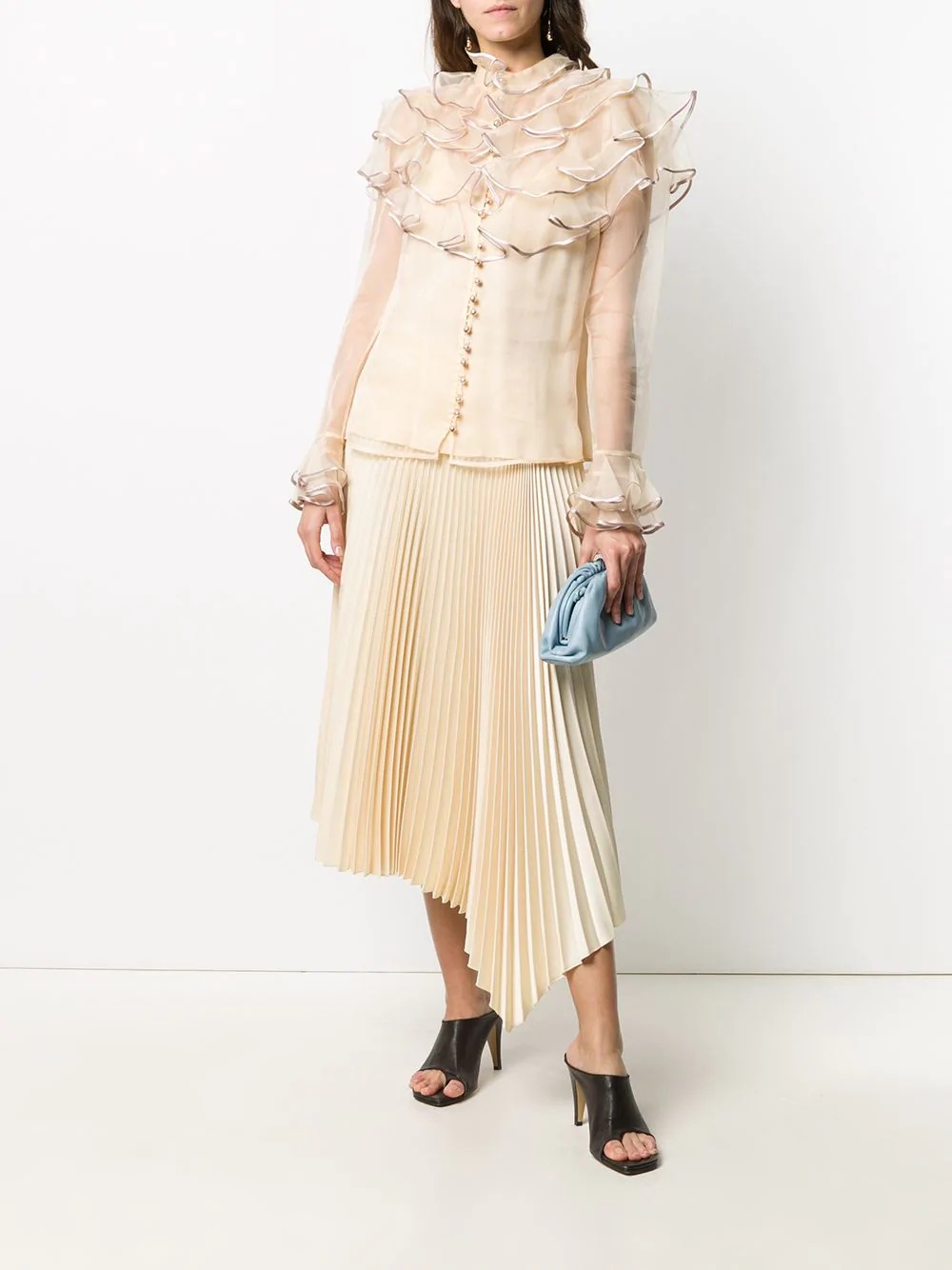 ruffled sheer-panelled blouse - 2