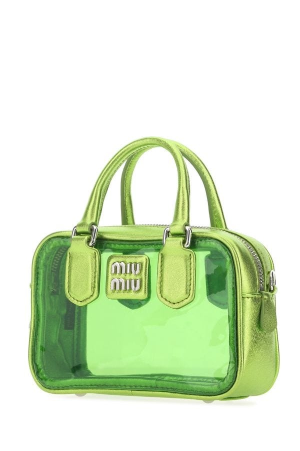 Miu Miu Woman Green Leather And Pvc Mini Handbag - 2