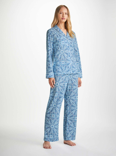 Derek Rose Women's Pyjamas Ledbury 69 Cotton Batiste Blue outlook