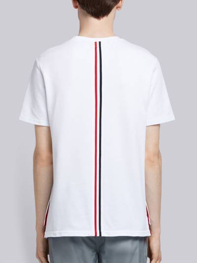 Thom Browne White Cotton Pique Center Back Stripe Relaxed Fit Tee outlook