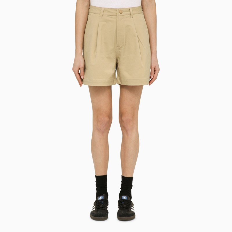 Beige cotton-blend bermuda shorts - 1