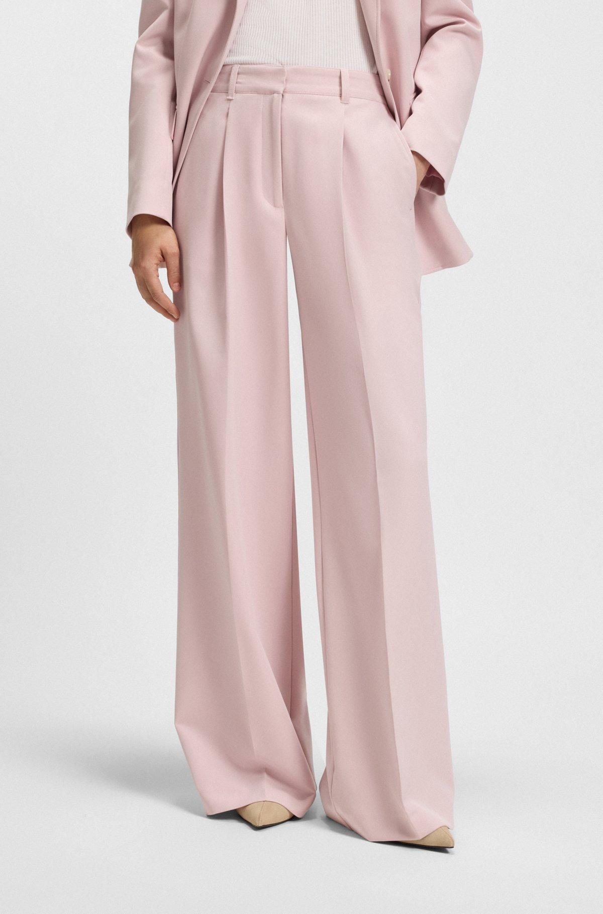 REGULAR-FIT WIDE-LEG PANTS IN STRETCH FABRIC - 2