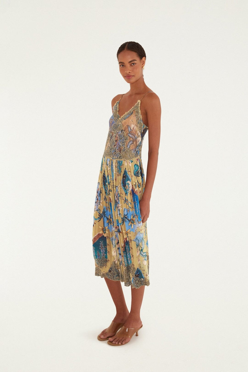 Sand Mystical Sleeveless Pleated Midi Dress 4