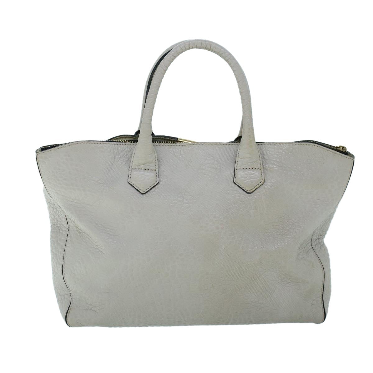 Burberry Tote Bag Leather Gray White - 2