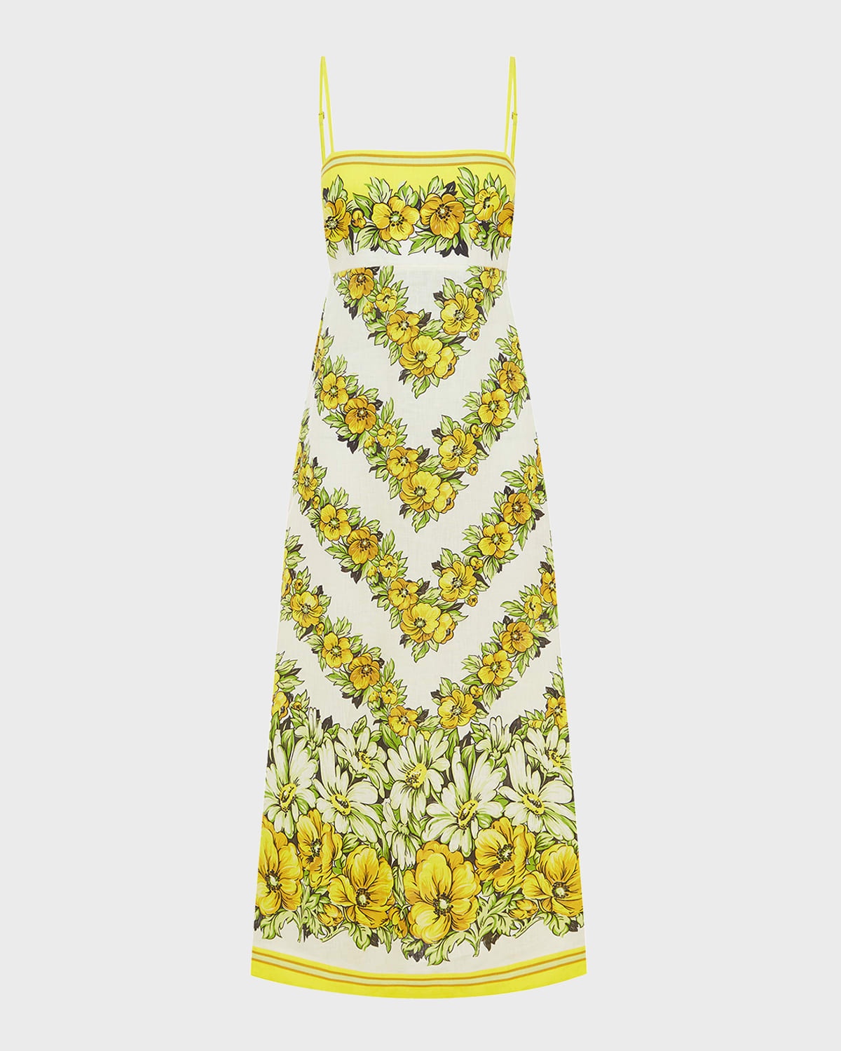 Gisela Floral Linen Sleeveless Midi Dress - 1