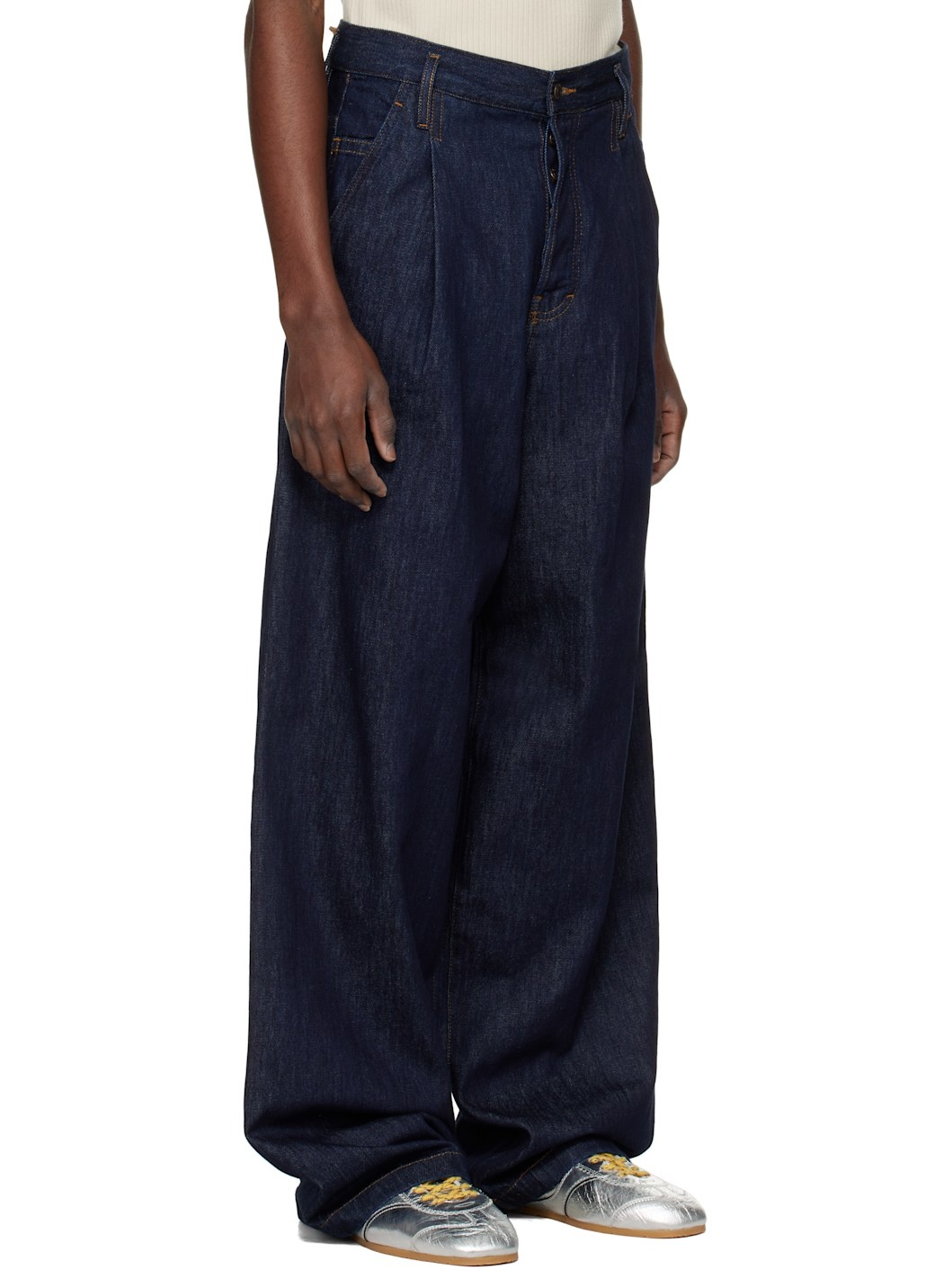 Indigo Pleated Jeans - 2