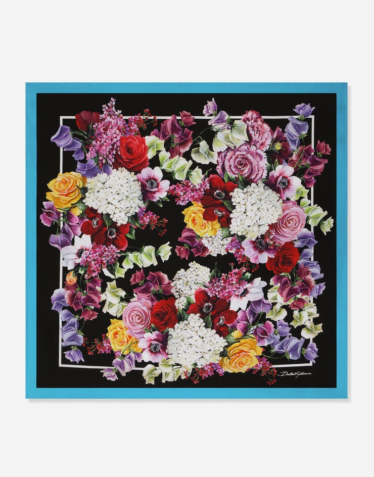 Floral-print twill scarf (50 x 50) - 1